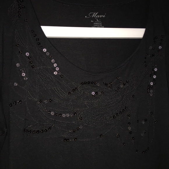 Embroidered & Sequined Black Top 100% Viscose - Picture 3 of 8